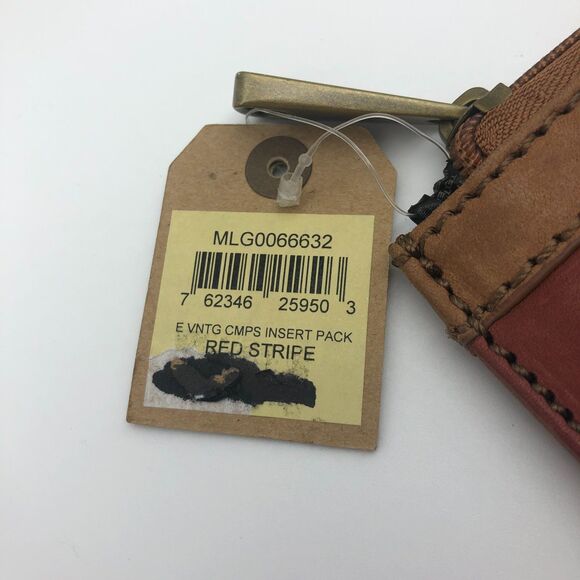 NEW Fossil Striped Leather Bag Pouch Cosmetic Toiletry Pencil Zip - Picture 3 of 6